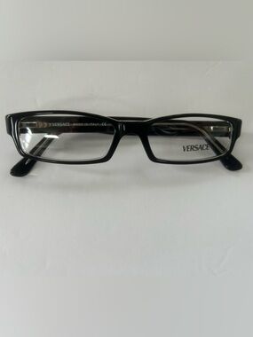 Versace Black Rectangular Prescription Glasses with Subtle Logo